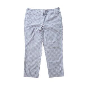 Talbots Pink Blue Tattersall Plaid Cropped Signature Pants Flat Front Size 4